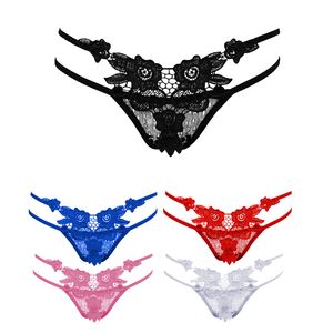 Mode sexig erotisk kvinnlig underkläder sex thongs g-strängunderkläder floral spets v-sträng briefs för kvinnor flickor underkläder
