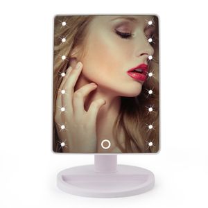 Lampade da parete Luce LED Trucco Rotazione di 360 gradi Touch Screen Specchio cosmetico Pieghevole Tasca portatile compatta con luci a 16/22 LED