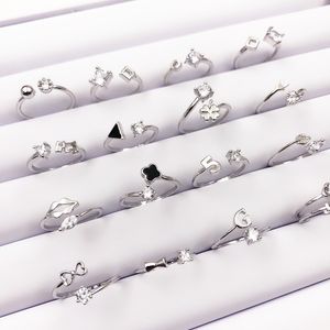 New Silver Opening Ring Crystal Rhinestone Simple Popular Fashion Design Hot Sales Color Keeping Quality Band Rings Nice Wedding Jewellery