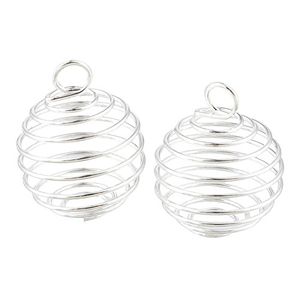 Silver Plated Spiral Bead Cages Charms Pendants Findings 9x13mm Jewelry making DIY