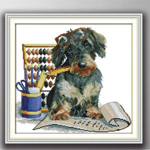 Güzel Pet Köpek Karikatür 3D Dekor Ev Dekor, El Yapımı Çapraz Dikiş Zanaat Araçları Nakış İğne Setleri Tuval Üzerine Baskı DMC 14CT / 11CT