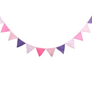 Pamuklu Kumaş Afiş Kişilik Düğün Bunting Dekor Pembe Vintage Parti Doğum Günü Bebek Gösterisi Garland Dekorasyon