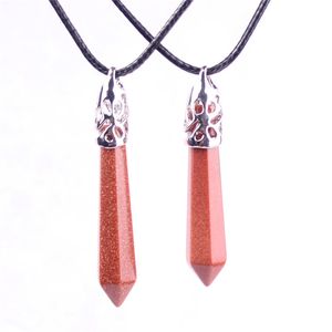 23 stile esagono naturale guarigione cristallo bacchetta rosa quarzo lungo pendolo ametista collana lapis rosso jasper viola Aventurina agata corniola