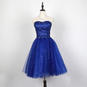 Royal Blue Lace Tulle Suknia Balowa Suknia Wieczorowa Koronki 2018 Krótki Party Dress Elegant Real Pictures