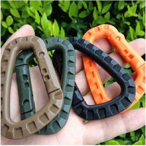 Högkvalitativ D Form 200lb Bergsklättring Spänne Snap Clip Plast Stål Klättring Carabiner Hängande Keychain Hook