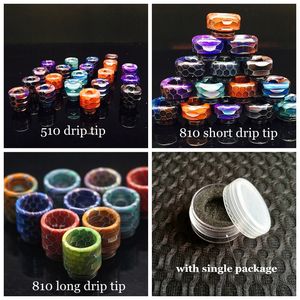 3 Styles Snake Skin Pattern 510 810 Thread Epoxy Resin Drip Tips Wide Bore Mouthpiece for TFV8 Prince Kennedy 528 v1.5 TFV8 Baby