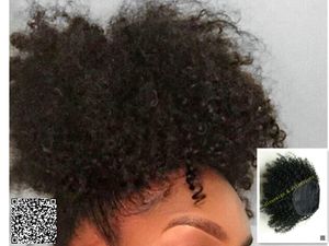 Natural Fryzura Fryzura Klinka Kinky Kręcone Sznurka Ponytail Hair Extension Clip in Human Włosy Kucyk Kucyk 120g Natural Color