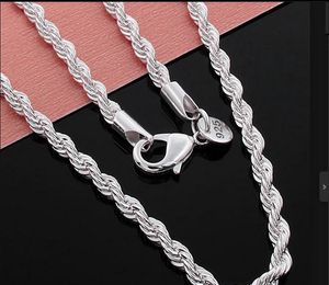 Partihandelskurs 26-28-30 tum 3mm, 2mm Twisted Chains halsband 925 Sterling Sivler Smycken Fina Silver Halsband för hängen G205