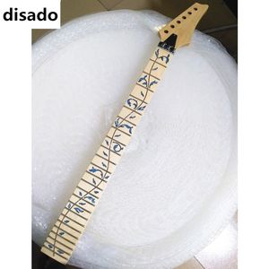 Disado 24 Frets Maple Electric Guitar Neck Maple Fingerboard Inlay Blue Tree of Life Wood Color Guitar Parts Accessories