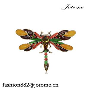 100st/parti 2.2 tum färgglad emalj Dragonfly Brosches Vintage Red Green Insect Pin Brosch för kvinnor