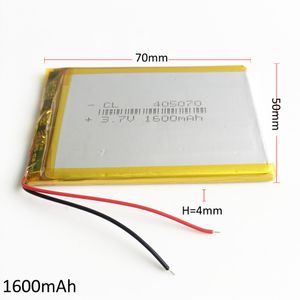 Model 405070 3.7V 1600 mAH Akumulator Litowy Polimer LI-PO For MP3 DVD Pad Telefon komórkowy GPS Zasilanie Kamera E-Książki Rekomplaż