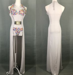 2 piece sets sexy long cloak bodysuit color diamond female costume singer dancer nightclub bar fashion dj show performance