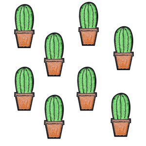 10 st Cactus Patches Badges för Kläder Järn Sequined Patch Applique Iron Sy på fläckar Sy Tillbehör för DIY kläder