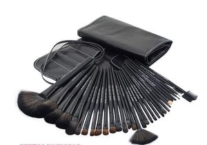 Professional 32 PCS Cosmetic Facial Make up Brush Kit Wool Makeup Brushes Tools Set With Black Leather Case