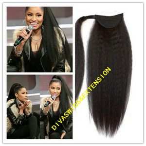 Nowy Hot Indian Remy Kinky Prosto Ponytail Gruby Yaki Włoski Yaki Ponytail Clipstring Clip In African Human Hair Ponytails