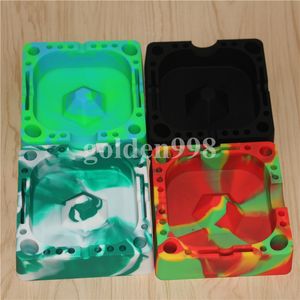 Extra Thick Silicone Ashtray Smokeless Round Ash tray Smoke Swirl (Food Grade Silicone) silicon oil rig glasss bong Safe Glass Holds