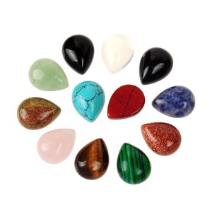 Renkli Doğal Taş Karışık Oniks Rutilated Gül Kuvars Opal Şifa Reiki Enerji Kristal Su Damlası Şekli Dangle Charms Boncuk CAB Cabochon