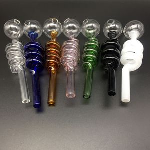 Glass Oil Burner Pipe spiral Handle Pipes Bubbler Pyrex