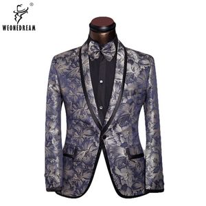Wholesale- 2017 Brand Clothing Suit Jacket Men's Custom Suits Silver Decorative Pattern Business Suit Pants Ceket Wedding Suit Blazer S-2XL