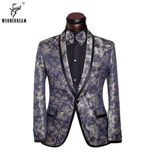 Wholesale- 2017  Clothing Suit Jacket Men's Custom Suits Silver Decorative Pattern Business Suit Pants Ceket Wedding Suit Blazer S-2XL