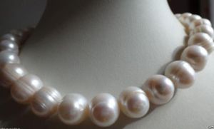 HUGE Natural 13-15MM SOUTH SEA GENUINE WHITE BAROQUE PEARL NECKLACE 18"