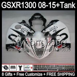 8gifts для Suzuki Хаябуса GSXR1300 08 15 GSXR-1300 белый глянец 14MY91 GSXR 1300 системы GSX Р1300 08 09 10 11 12 13 14 15 обтекателя черный белый комплект