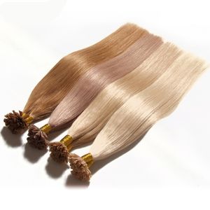 #613 Color U Tip Hair Extensions Italian Keratin Fusion Hair Extension Brazilian Blonde Remy Human Hair 1G/Strand 100PCS/Lot Nail Tip