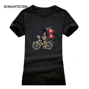 Wholesale- Romanticism New Slim T shirt Women Bicycle printed cotton kawaii T-Shirt Ladies Fashion Summer tees tops black white red grey