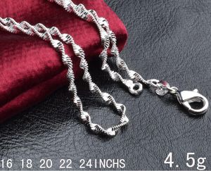 Man kvinna halsband 925 sterling silver 2mm dubbel vattenkedja halsband 16 tum/18 tum/20 tum/22 tum/24 tum för hängen