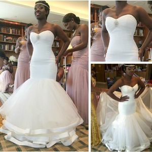 Simple Tulle Mermaid Wedding Dresses Sweetheart Plus Size Trumpet Wedding Gowns Tiered Skirts Sexy Corset Wedding Bride Dress