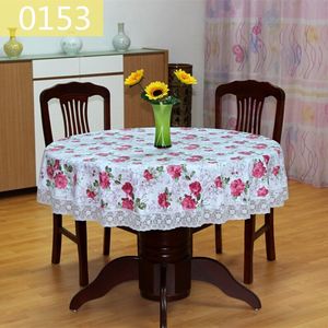 Pastoral PVC Round Table Cloth Waterproof Oilproof Floral Printed Lace Edge Plastic Table Covers Anti Hot Coffee Tablecloths CC001