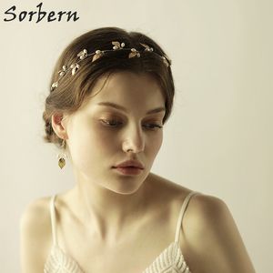 Sorbern luxe bladgoud zendspoel oorbel haarkam kristal haar sieraden festival geschenken bruid haarspelden bruiloft bruids accessoires