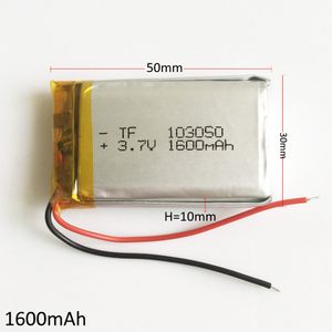 Modelo 103050 3.7 V 1600 mAh bateria Li-Po Bateria de Polímero de Lítio Recarregável Para MP3 DVD PAD Telefone celular banco de potência do GPS Da Câmera E-books gravador
