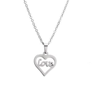 EVERFAST Fashion New Stainless Steel Necklace,Simple Love Heart Pendant Women Girls Chokers Statement Necklace Lucky Gift SN006