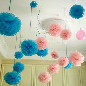 Partihandel-10st Papper Pompom Tissue Ball Dekorativa Tillbehör Blomma för Bröllop Hem Party Room Bankett Decoration Pompon Craft Products