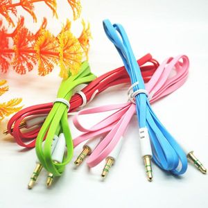 10X Multi-color Noodle AUX Stereo Audio Cable Male to Male for iPhone Samsung HTC 300pcs/lot