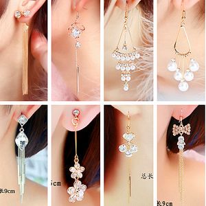 girl jewelry Korean temperament ladies dress Tassel Earrings Earrings zircon pearl diamond earrings exaggerated fashion accessories