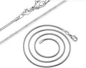 Grandi promozioni 100 pezzi placcatura in argento sterling 925 collana con catena a serpente liscio catenacci per aragosta catena misura gioielli 1mm 16 pollici - 24 pollici