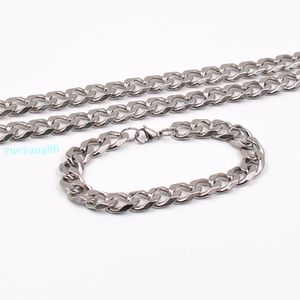 Men's Jewelry Set Gift Cool 13mm Wide 24'' Necklace + 8.66" Bracelet Huge Heavy Stainless steel Smooth Cuban Curb Link Chain