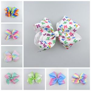 20pcs 18cm Pastel flora ombre ribbon hair bows Alligator clips Rainbow Striped Dance Cheerleader Pageant hair bobbles Accessories HD3476