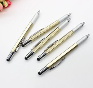 Multi-function ballpoint pen 5 in1 mini Screwdrivers tool with dividing rule stylus pen touch pens pocket mini Screw driver Level pens