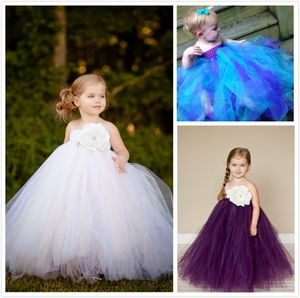 Stock Gorąca Sprzedaż Kwiat Dziewczyna Suknie Tutu Suknie Ball Suknia Bez Ramiączek Tulle Kwiat Dziewczyna Dressestoddler Korant Suknie Tanie Kwiat Dress