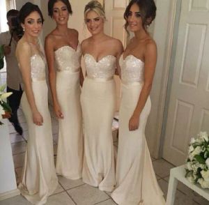 2019 Ivory long bridesmaid dresses sweetheart blingbling sequins top sheath prom dresses wedding party gowns dresses evening wear