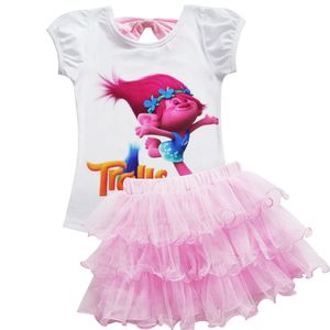 Troll Baby-Kleidung-Sommer-beiläufige Sets Kinder Baumwollshirt-Rock-Kleid 2 PC-Klagen Geburtstag Kinderkleidung