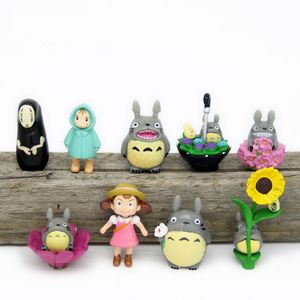 Komşum Totoro Bahçe Süslemeleri Minyatürleri Reçine El Sanatları Moss Mikro Peyzaj 9 adet / takım Mini Kız Peri Bahçe Figürinler