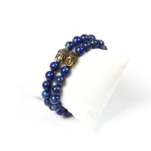 Buddhist smycken grossist 10st / mycket 8mm naturlig inte blekna lapis lazuli sten beaded cz stor buddha armband för coola män