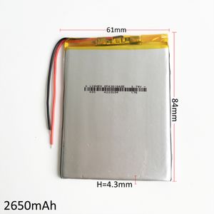 модель 436184 3.7 V 2650mAh литий-полимерная аккумуляторная батарея lipo полимерные элементы для DVD PAD GPS Power bank камеры электронные книги мобильный телефон