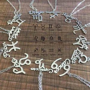 Zodiac Constellation Pendant Necklaces Sign Symbol Stainless Steel Jewelry Women Charm Necklaces Girls Birthday Gift Pendants Zodiacs
