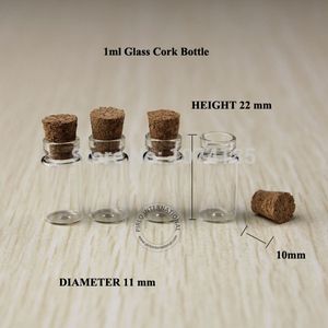 Toptan 200 adet / grup Mantar Tıpalar Ile 1 ml Mini Cam Flakon Şişeler Tiny Cam Şişe, Dileğiyle şişe Ücretsiz Kargo