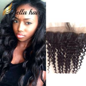SALE 13x4 Brazilian Indian Peruvian Lace Frontal Closure Loose Deep Wave Ear to Ear Dyeable Natural Color Real Human Hair Top Closures